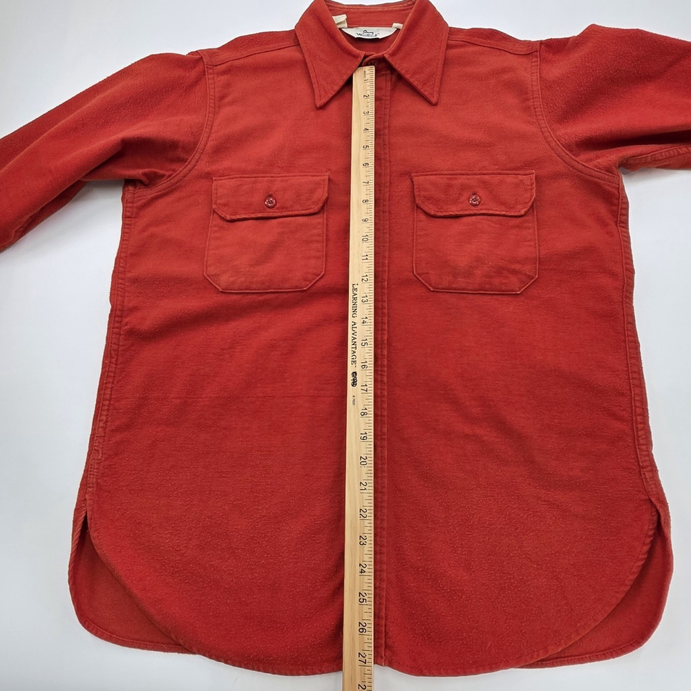 Vtg Americana Workwear Woolrich Chamois Shirt Men’s L Red Heavyweight Heritage - Picture 11 of 13